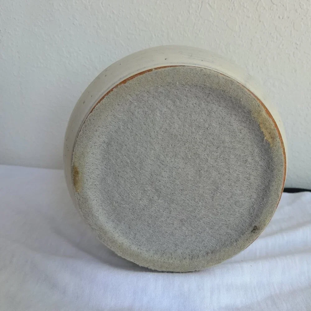 Vintage Stoneware Bean Pot Crock Ceramic 6" Blue Floral Handpainted Farmhouse - Picture 7 of 8